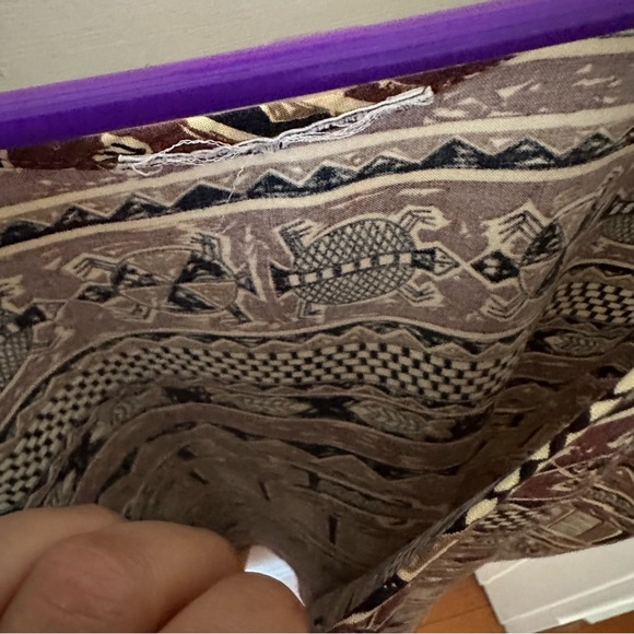 Vintage 90's Tribal Boho Geometric Graphic Neutral Browns Turtle Lizard Fish - Picture 6 of 6